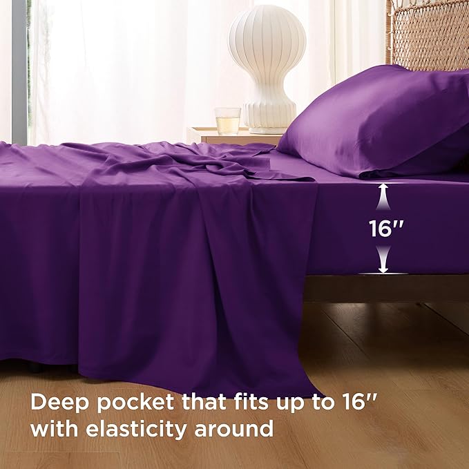 Bedsure Cooling Sheets Twin, Rayon Derived from Bamboo, Breathable & Soft Twin - Image 3