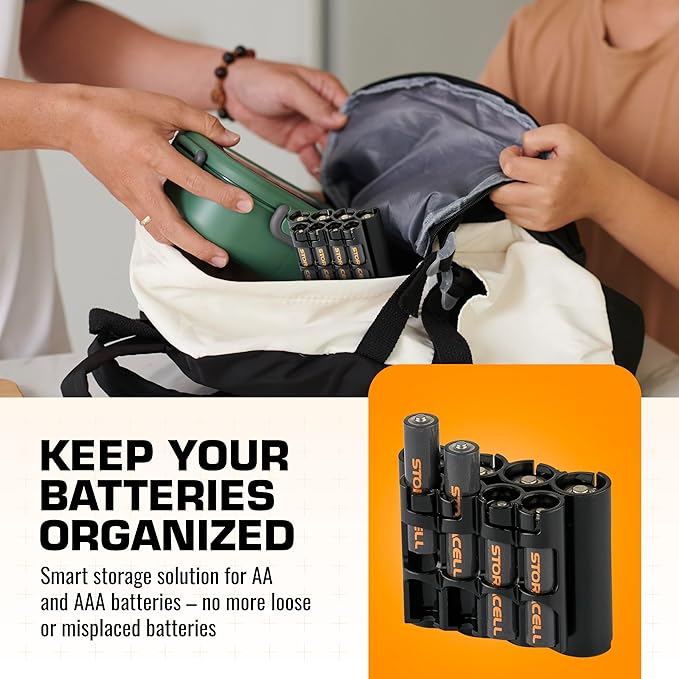 Storacell AA + AAA Combo Battery Storage Caddy and Dispenser, Holds 4 AA + 4 - Image 2
