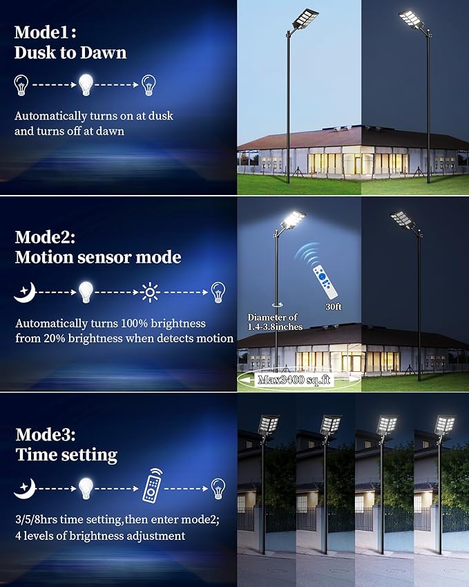 Ofuray Of-2600W Solar Street Lights Outdoor, 268000LM Solar Security Flood - Image 5
