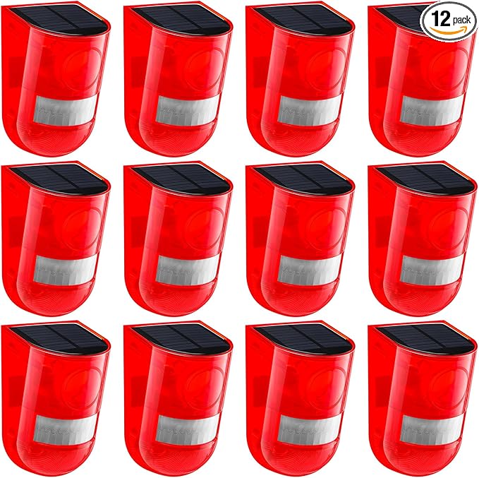 Qualirey 12 Pack Solar Sound and Light Alarm Motion Sensor 129db Outdoor by Acomfortablehomestartshere