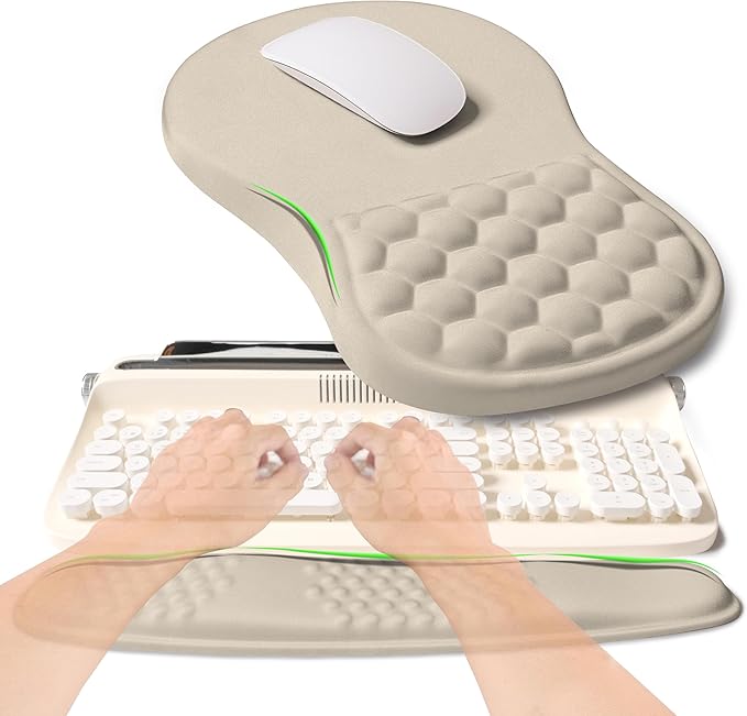 KUOSGM 2-in-1 Ergonomic Set, Wave Rise Keyboard Wrist Rest and Massage Bulge by KUOSGM