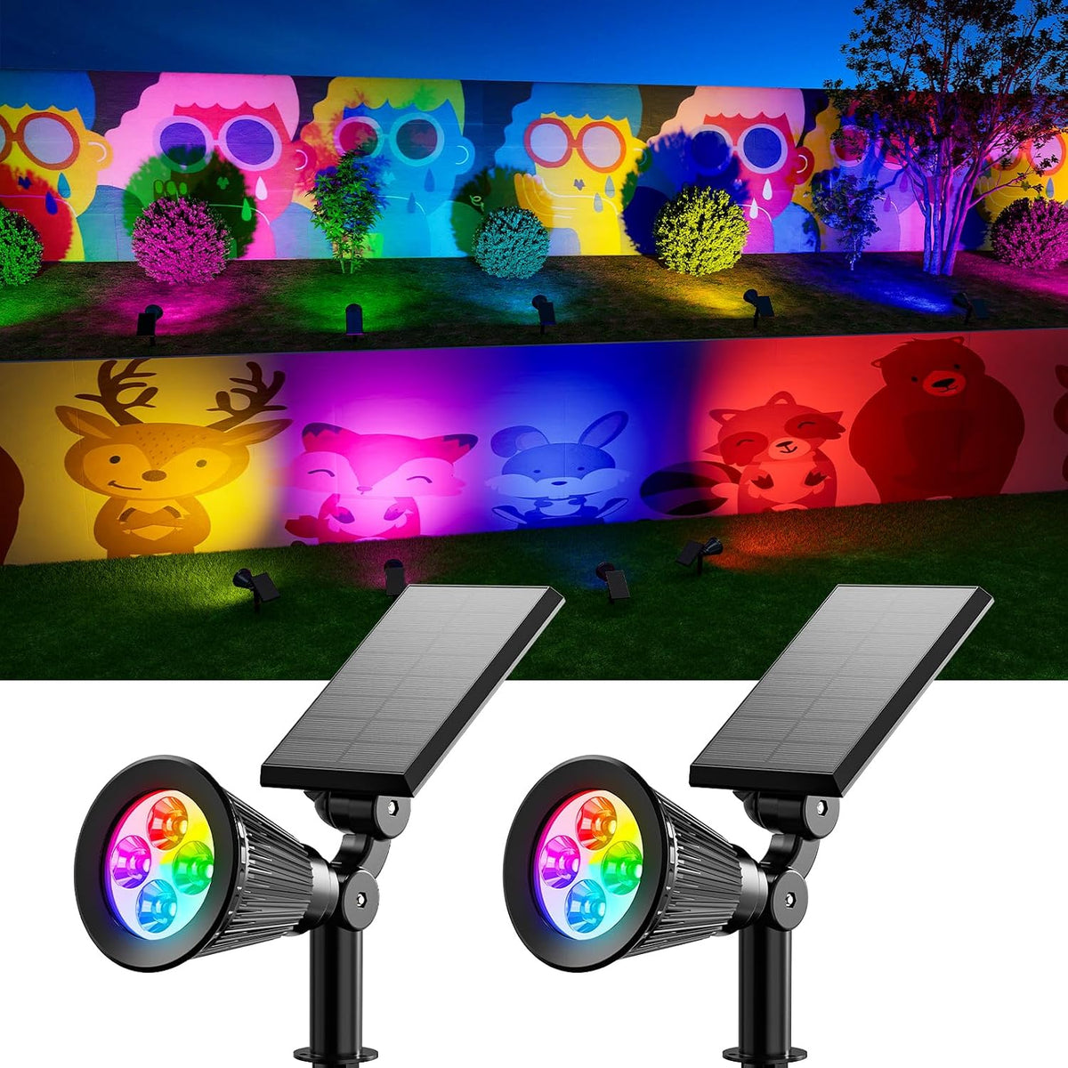 2 Pack Color Changing Solar Spotlights Outdoor