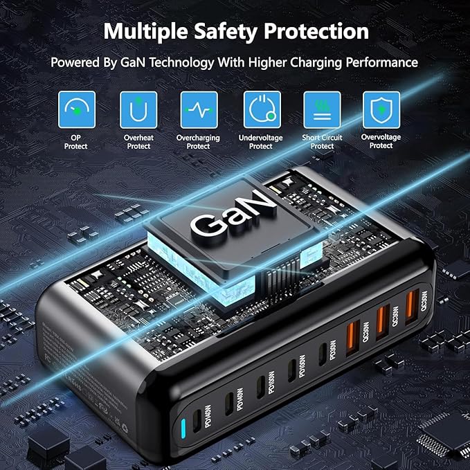600W USB C Charger 100W USB C Charger Block, GaN III 8-Port Fast Charging - Image 5