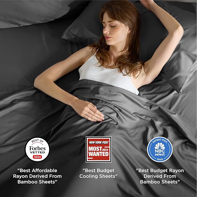 Bedsure Queen Sheet Set, Rayon Derived from Bamboo, Cooling Sheets, Breathable - Image 2