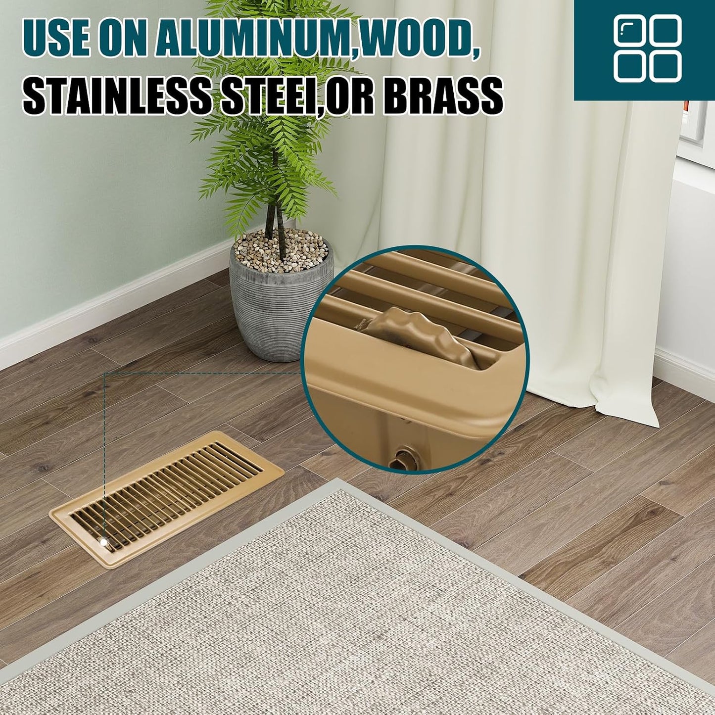 Floor Register 4x12, 2 Pack Brown Floor Vent Covers | Steel Adjustable Air Supply Grille Register Vent Cover Grill for Sidewall and Floor, Vent Covers for Home Floor
