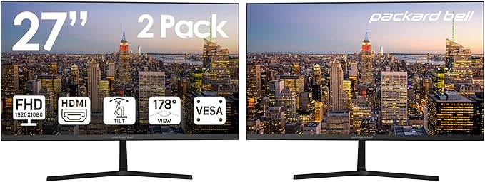 Packard Bell airFrame 27" FHD Monitor, VESA Mount, Tilt Adjust, Slim Bezel by PackardBell