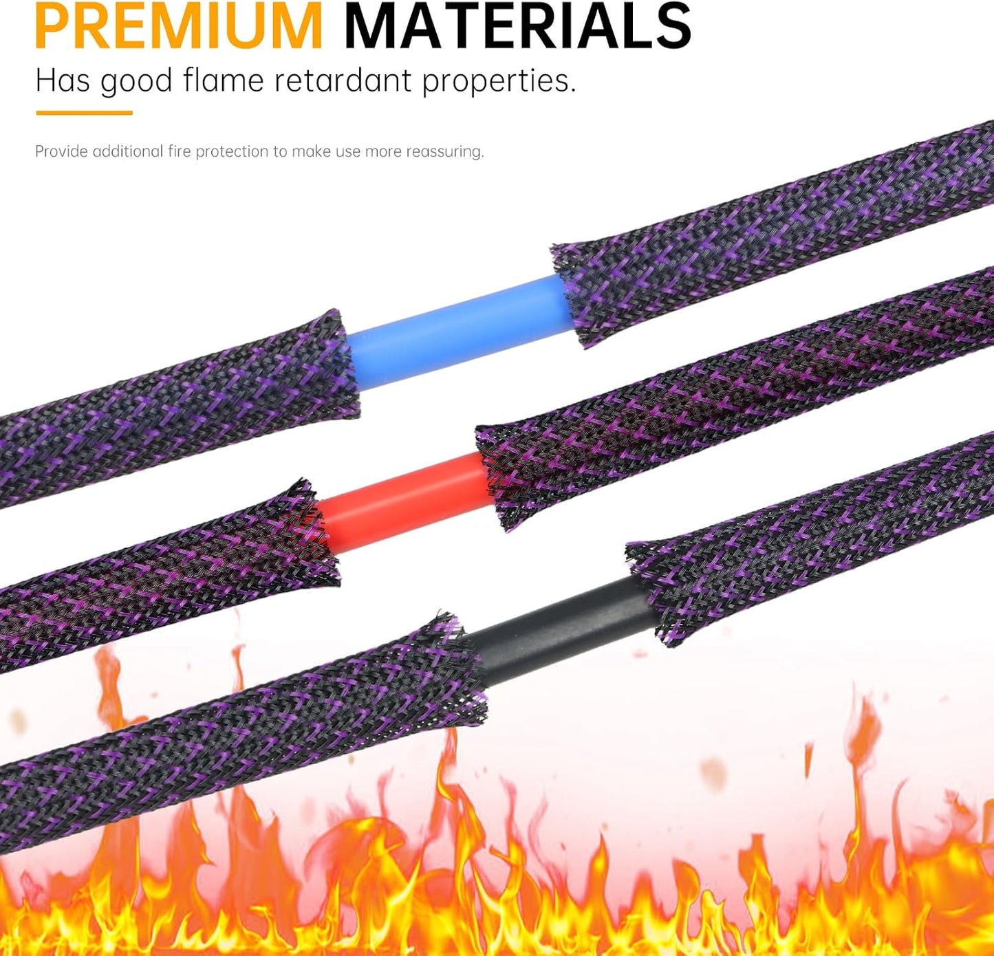 Braided Cable Sleeve, 33ft Expandable Wire Loom for Automotive Wiring Harness & PC Case, Pet-Proof Chew Resistant Cord Protector, Flexible Cable Management (Purple Black, 16mm (5/8"))