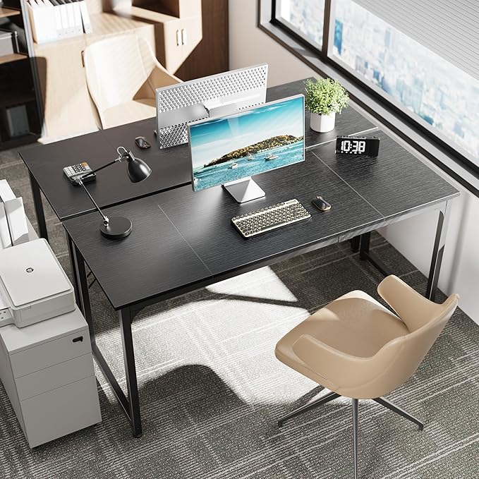 Huuger Modern Simple Office Desk, 63 Inch, Gaming & Writing Desk - Image 2