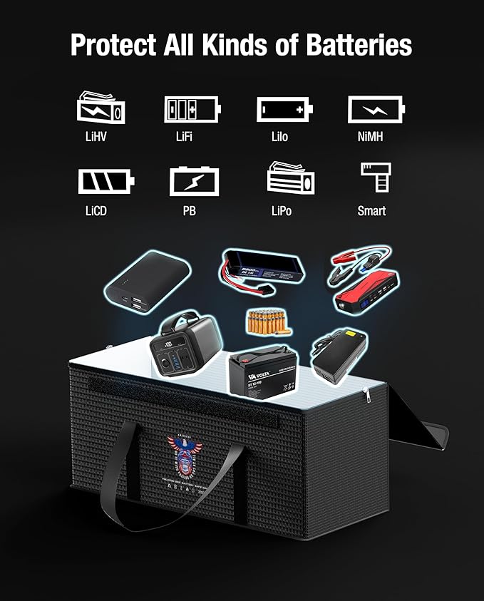 12V 200Ah LiFePO4 Lithium Battery Fireproof Safe Bag, Large Capacity - Image 4