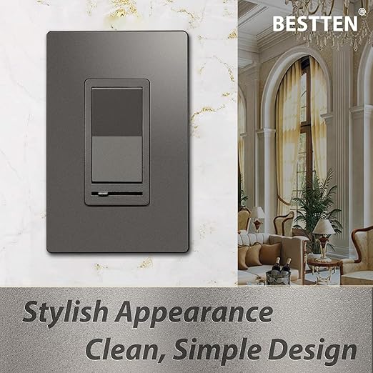 BESTTEN 10 Pack Matte Brown Dimmer Light Switch, Single Pole or 3-Way, - Image 2