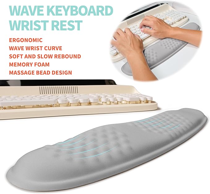 KUOSGM 2-in-1 Ergonomic Set, Wave Rise Keyboard Wrist Rest and Massage Bulge - Image 2