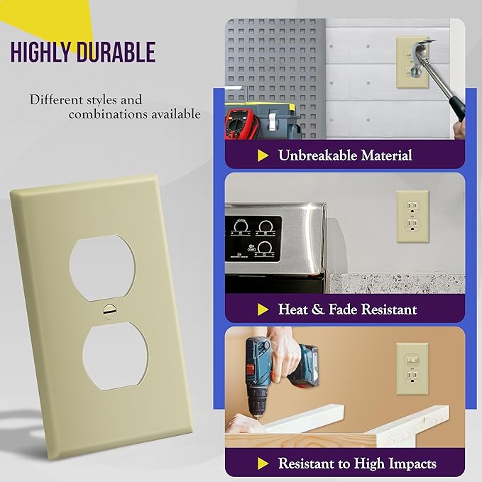 Duplex Wall Plates Kit by Enerlites 8821-I Home Electrical Outlet Cover - Image 4