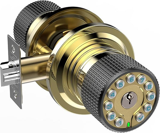 iulock Smart Door Knob with Keypad and Key, Keyless Entry Door Lock with Rubber by iulock