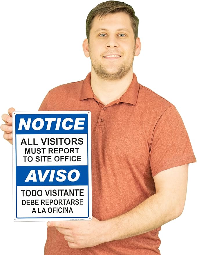 Brimar - 10" x 14" - Bilingual All Visitors Report Site Office Sign - .055″ - Image 3