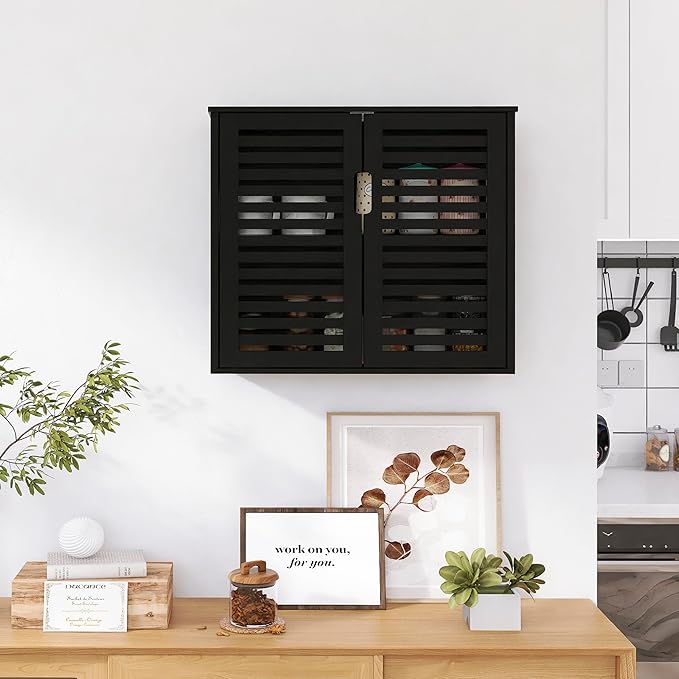 HITNET Black Bathroom Storage Cabinet, Hanging Medicine Cabinet - Image 5