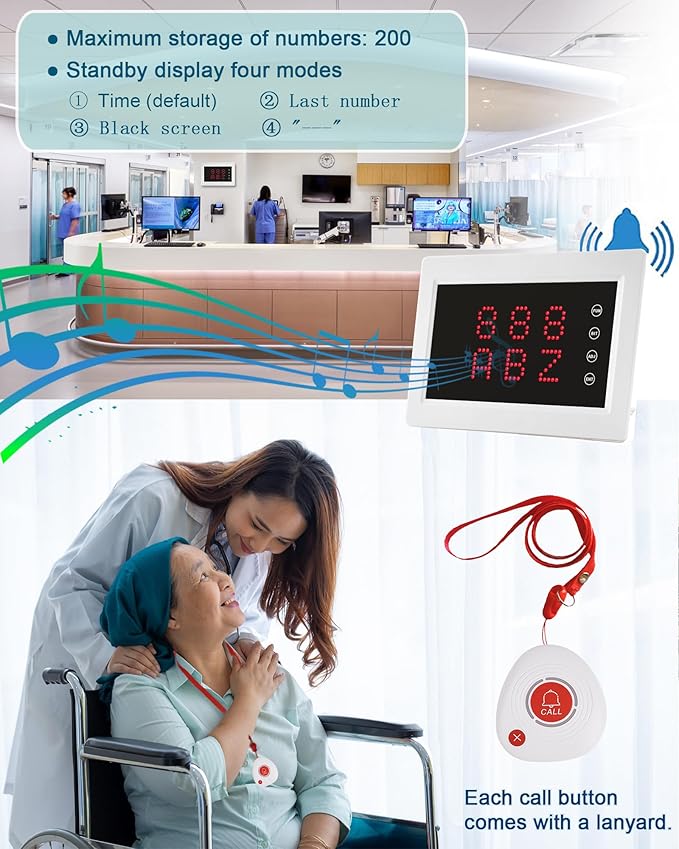 WNKRUN Wireless Caregiver Pager Nursing Calling System Elderly Alarm - Image 2