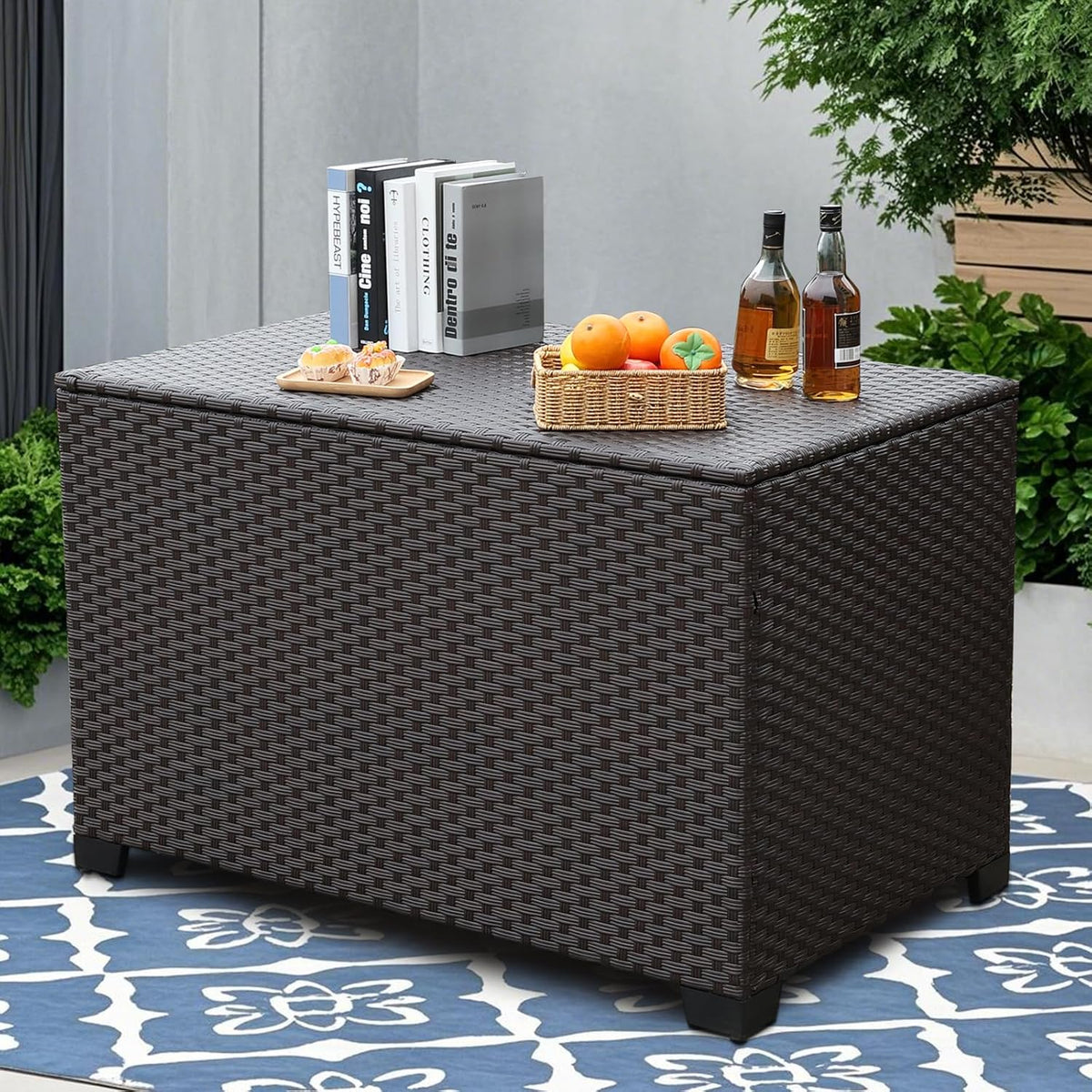 lviden 140 gallon outdoor storage box wicker patio, main product view
