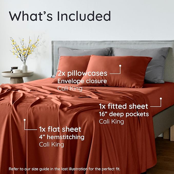 Bambaw 100% Viscose Derived from Bamboo Sheets California King Size Set – 4pcs - Image 2