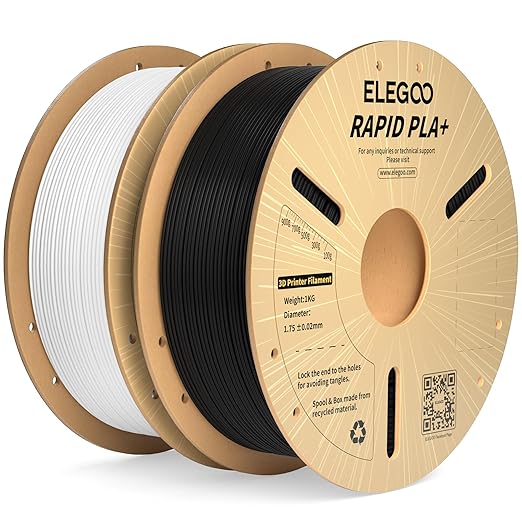 ELEGOO Rapid PLA Plus Filament 1.75mm Black & White 2KG, PLA+ 3D Printer by ELEGOO