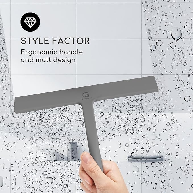 GÜTEWERK Shower Squeegee for Glass Doors, Silicone Window Squeegee, Bathroom - Image 3