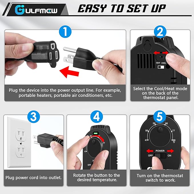 Plug in Thermostat for Heater, Thermostat Plug Outlet - Image 6