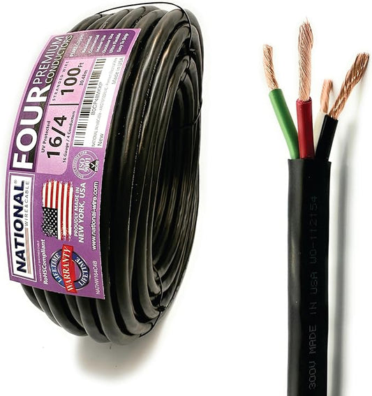 NATIONAL Wire & Cable – 16 AWG 4-Conductor Premium Copper Wire, 100 ft by NATIONALWireCable