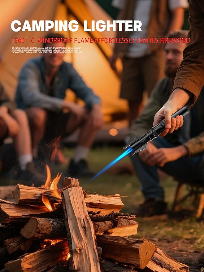 Bright Fire Torch Lighter Butane Refillable, Long Jet Flame Butane Lighter - Image 7