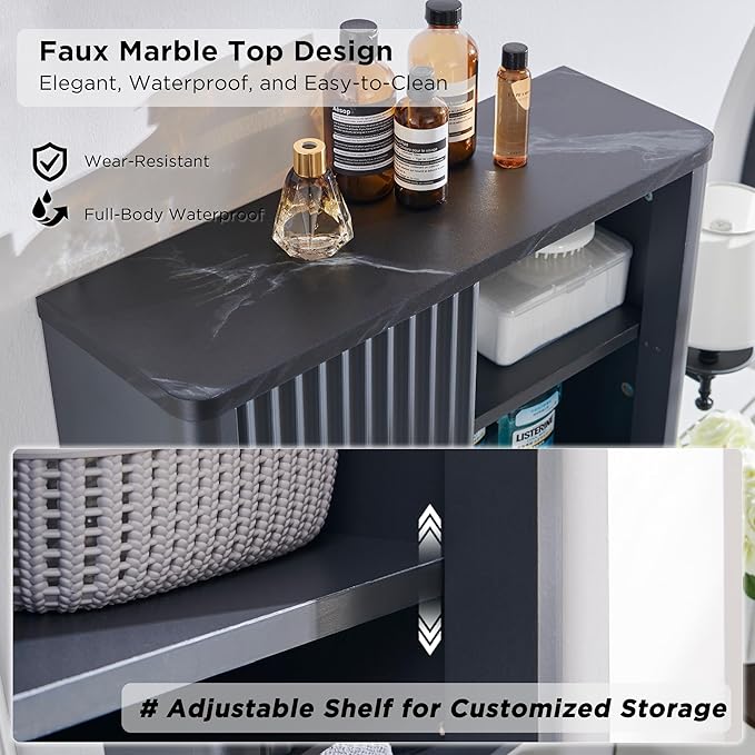 RedLemon Bathroom Wall Cabinet w/Fluted Sliding Door, Modern Medicine Cabinet - Image 5