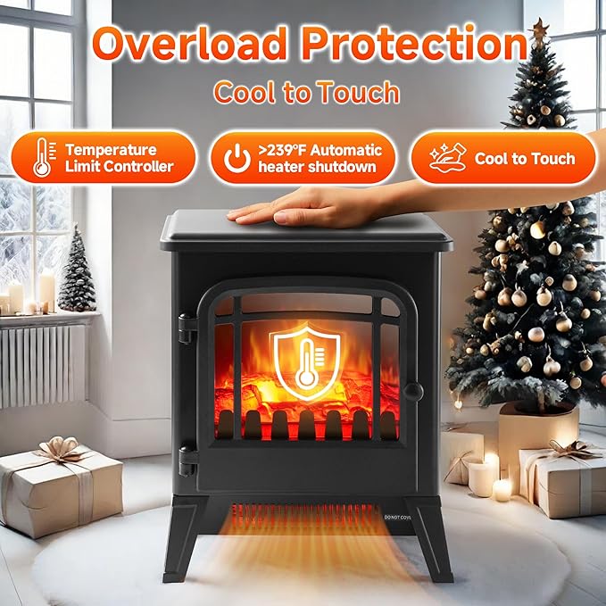17" Freestanding Electric Fireplace Heater - Image 7