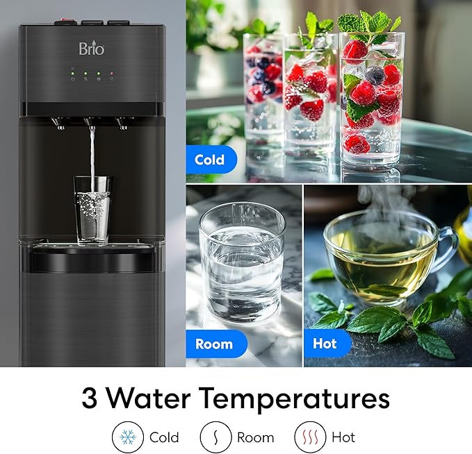Brio Self Cleaning Bottom Loading Water Cooler Water Dispenser – Black - Image 3