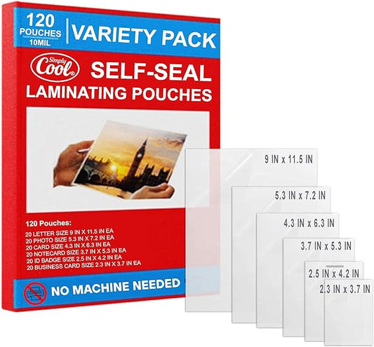 10mil Self-Adhesive Cold Laminating Sheets Letter, I.D. Badge and Business Card by SimplyCool
