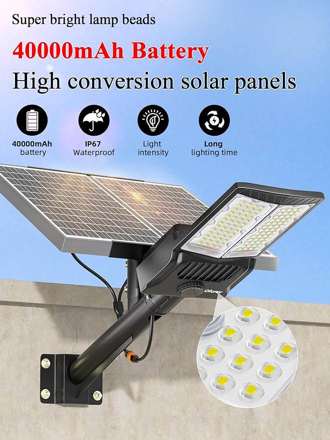 Ofuray OL-9600W Solar Street Lights Outdoor, Parking Lot Lights Commercial Dusk - Image 2