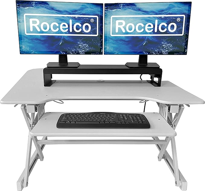 Rocelco 40" Large Height Adjustable Standing Desk Converter - Image 2