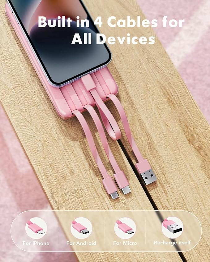 charmast Portable Charger with Built in Cables, Power Bank with Cords Wires - Image 2