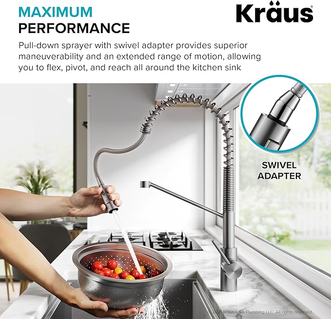KRAUS Oletto Commercial Style Single Handle Pull Down Kitchen Faucet - Image 7