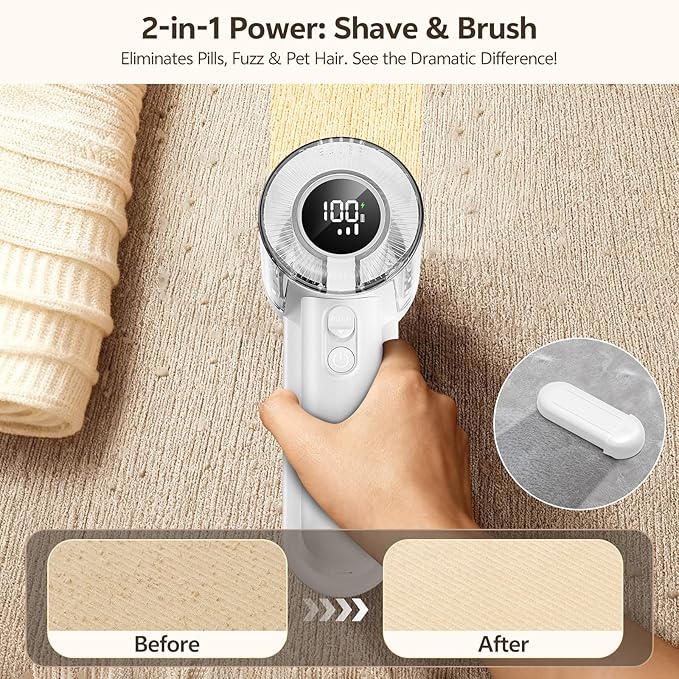 Rechargeable Fabric Shaver, 2-in-1 Lint Remover - Image 3