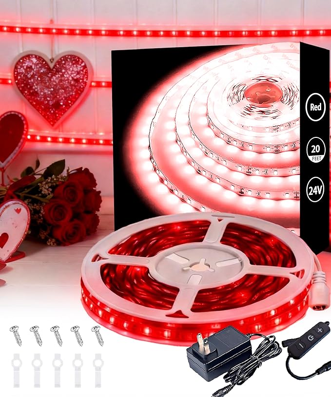 Red Led Lights Strip Valentines Galentines Day Decorations by Aalnfe