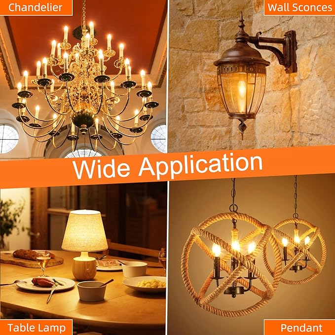 GvvooHome LED Candelabra Light Bulbs, 40 watt Equivalent Chandelier Bulbs - Image 7