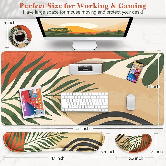 Gimars 4 in 1 Mouse Pad and Keyboard Wrist Rest Set, Large Mouse Pad - Image 3