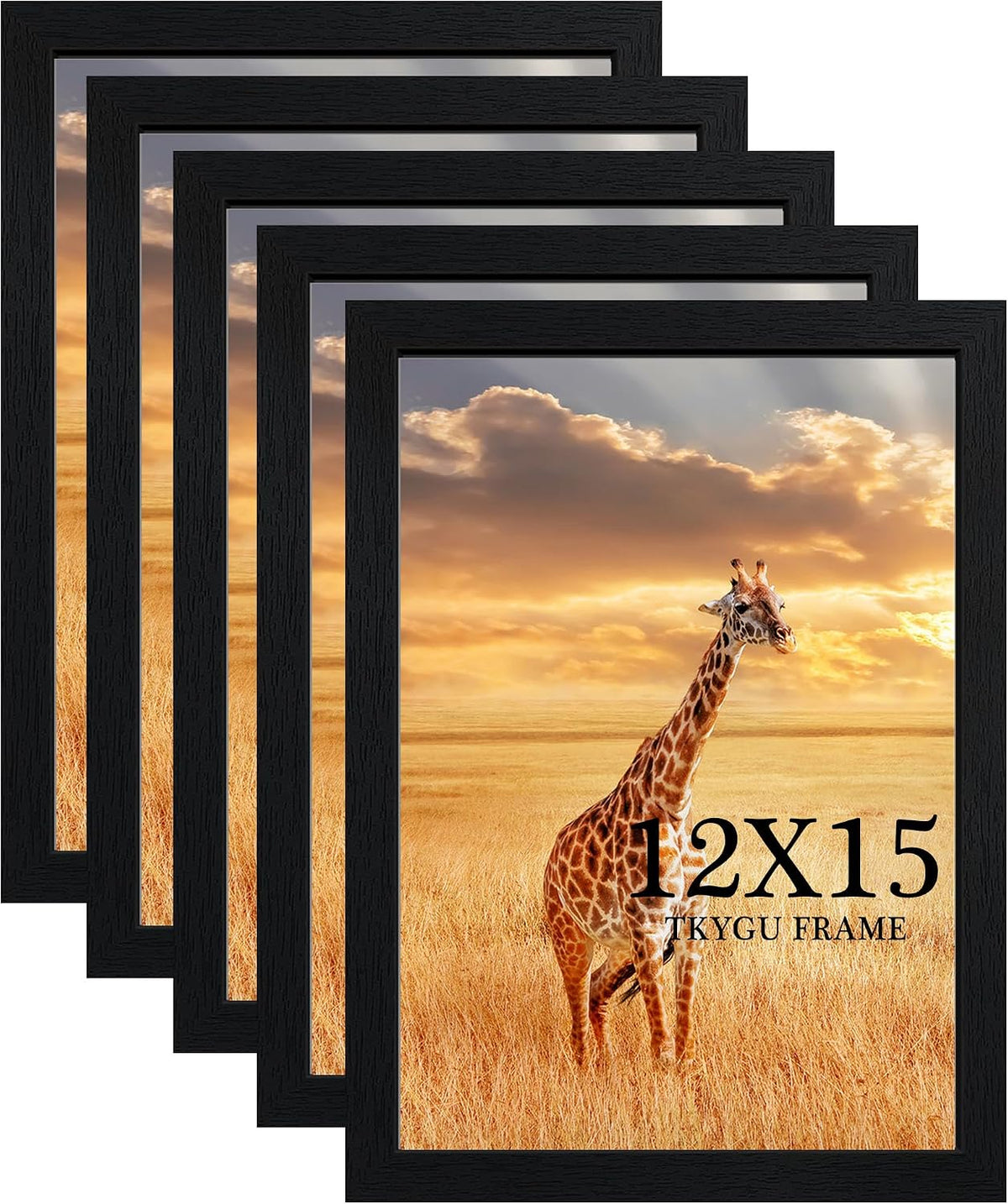 TKYGU 12x15 Picture Frame Black Set of 5, Wooden Frame 12x15 Wall Gallery
