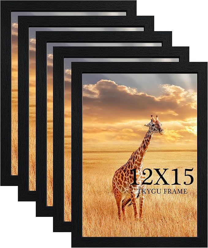 TKYGU 12x15 Picture Frame Black Set of 5, Wooden Frame 12x15 Wall Gallery by TKYGU