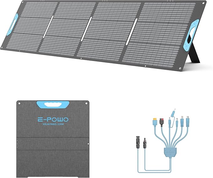 220W Portable Solar Panel for Power Station, 23.5% High Efficiency ETFE by E-POWO