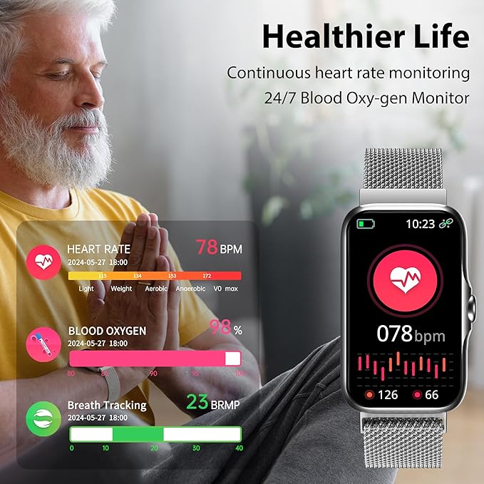 JYUAJOI Fitness Tracker with 24/7 Continuous Heart Rate, Blood Oxygen Monitor - Image 3