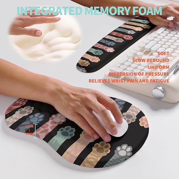 KUOSGM 2-in-1 Ergonomic Set, Wave Rise Keyboard Wrist Rest and Massage Bulge - Image 4