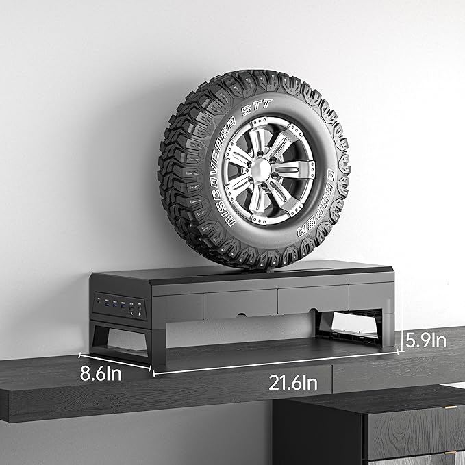 Computer monitor stand with 2 drawer ，Laptop Desk Shelf & Monitor Riser - Image 5