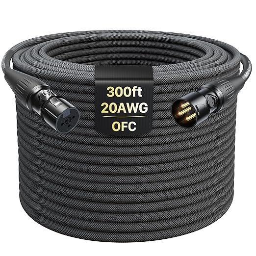 XLR Cables 300ft 1 Pack, Professional Gold-Plated Rean Connectors from Neutrik by AA
