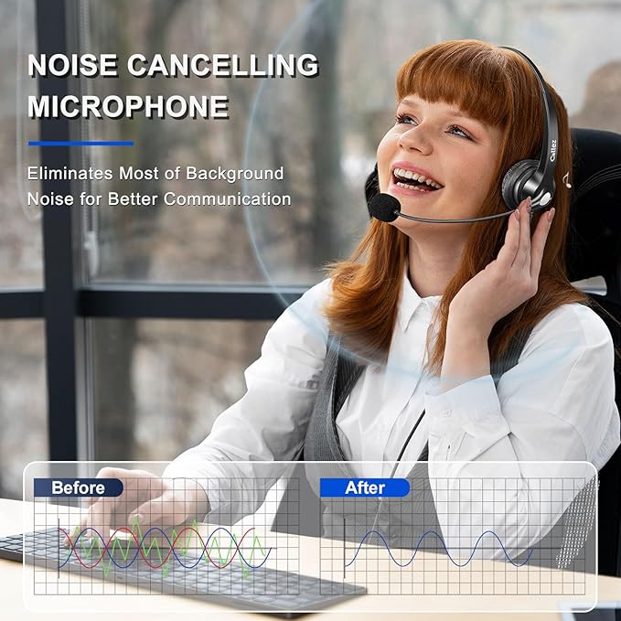 Callez Wired Computer Headset, 3.5mm Cell Phone Headset - Image 2