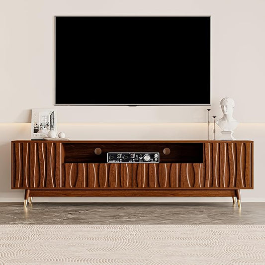 ATJafurn 78‘’ Brown Walnut Finish TV Stand by ATJafurnFurniture