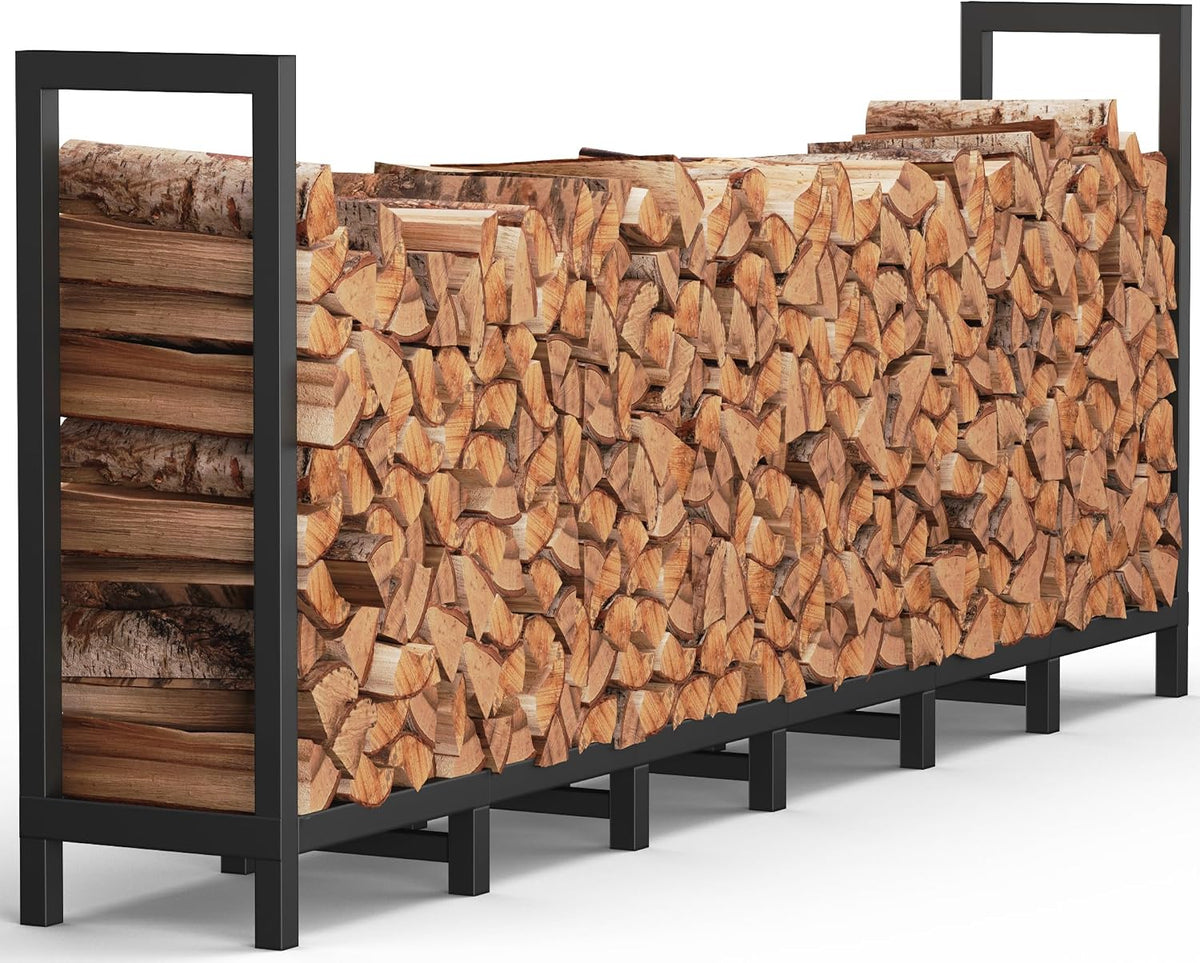 8ft outdoor firewood rack log holder for fire, main product view