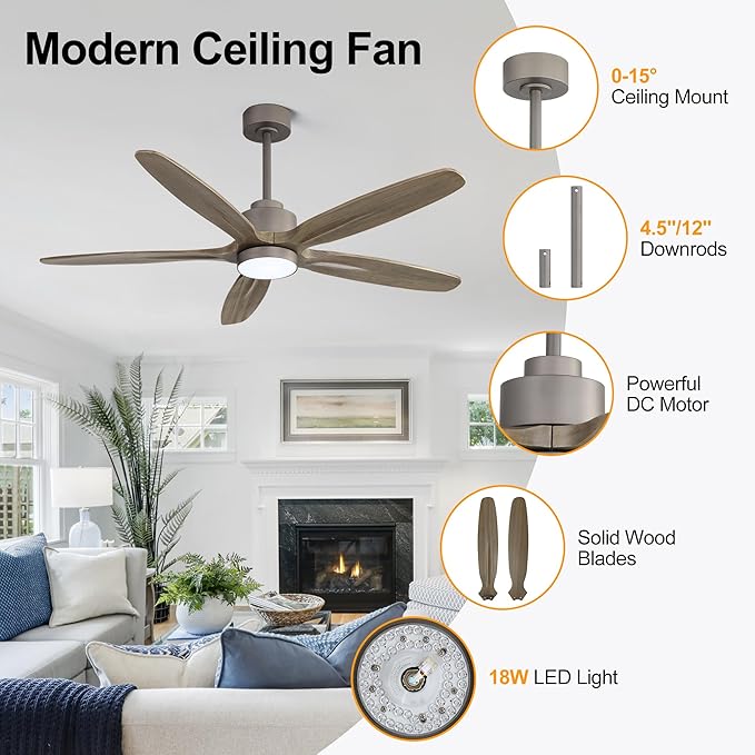 WINGBO 54" Ceiling Fan with Light - Image 8